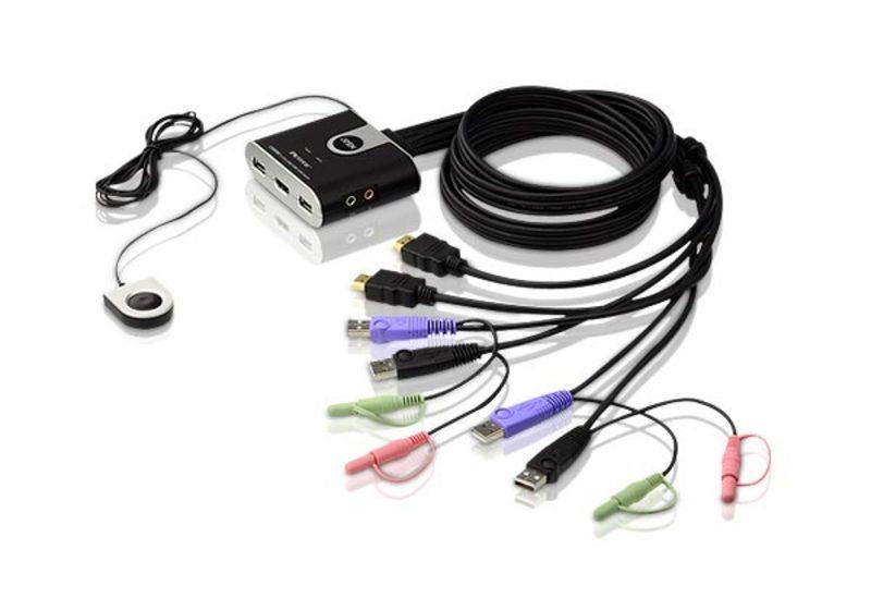 Aten CS692 2-Port USB HDMI/Audio Cable KVM Switch with Remote Port