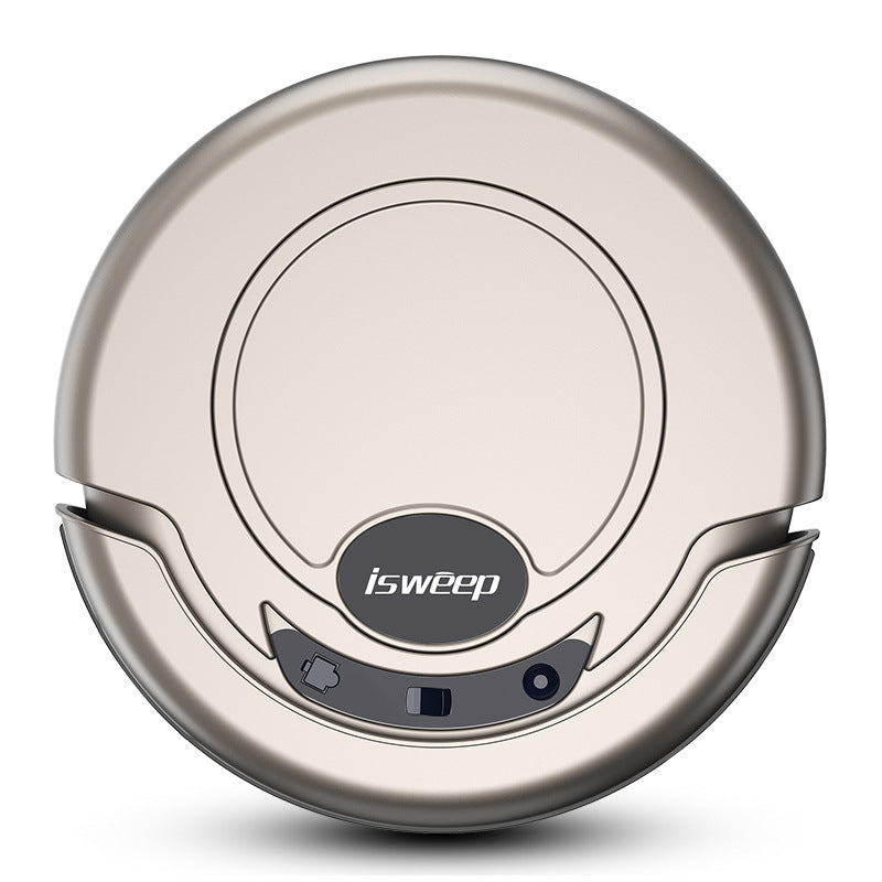 Robotic vacuum cleaner with 'isweep' branding on a white background