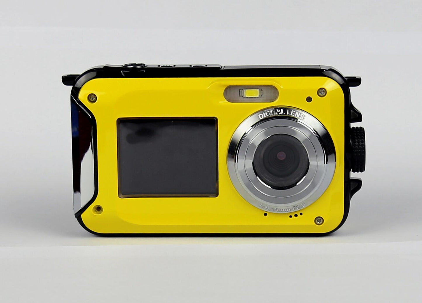 Yellow underwater camera on a gray background