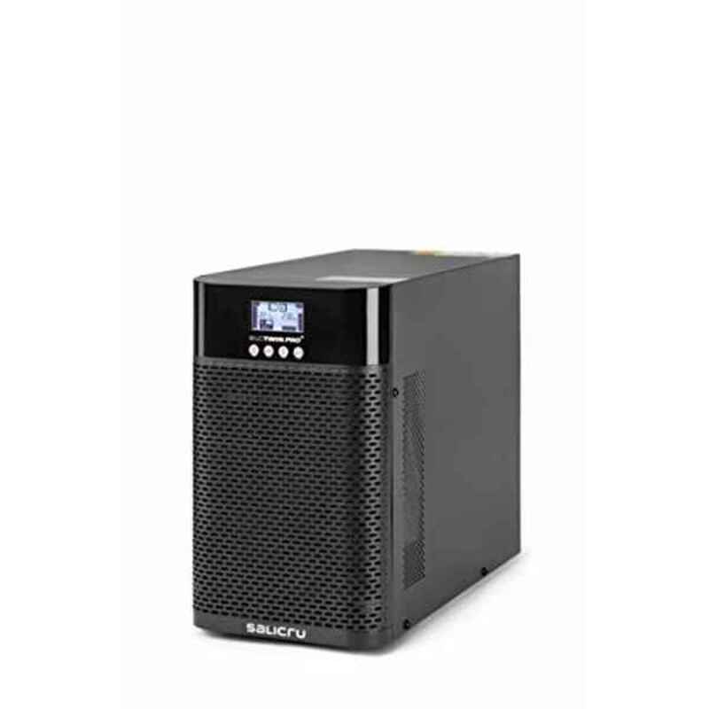 Black uninterruptible power supply (UPS) on a white background