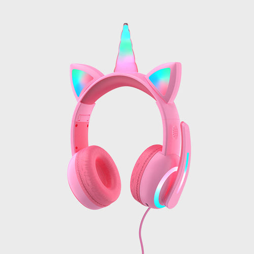 Shining Wireless Kids Headphones with Cat Ears Crown Design