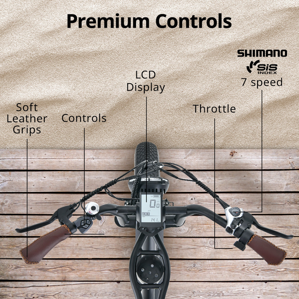 NNEMB Electric Fat Tyre Bike, 500W, 45km/hr, Throttle ebike, 20x4' Kenda Tyres, Shimano 7 spd, Suspension, Black-4