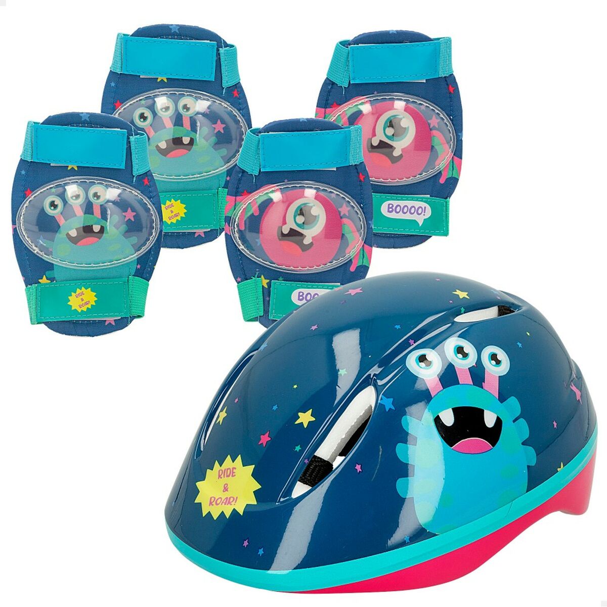 Set of helmets and knee pads Colorbaby Monster (4 Units)-6