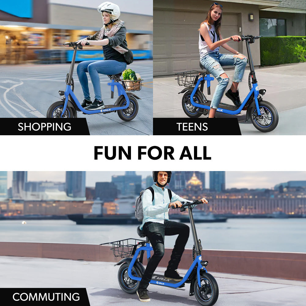 NNEMB Electric Scooter with Seat, Disc brakes, 12' Tyres, Motorised eScooter for Adults Teens Commuter, Blue-4