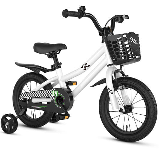 14 Inch Kids Bike with Helmet Protective Set White-2