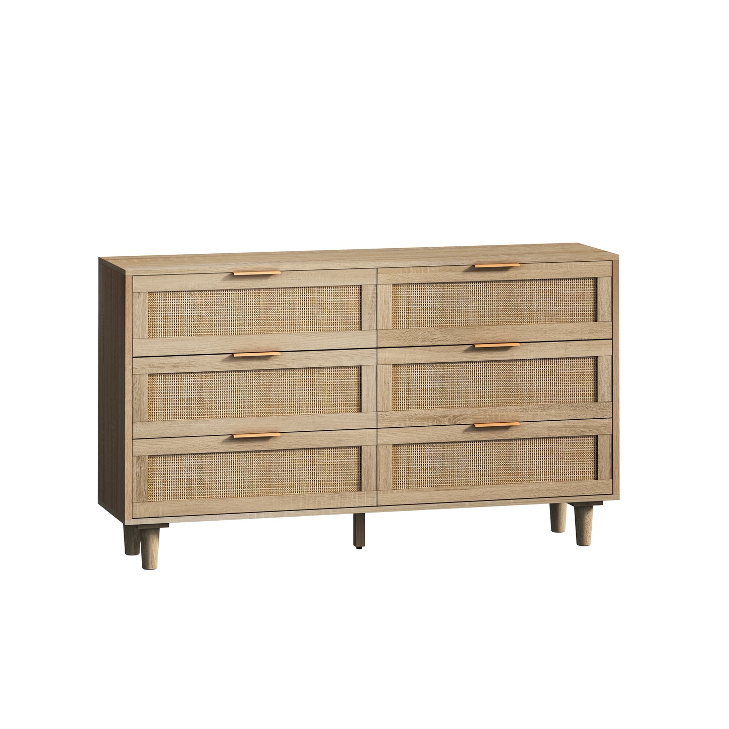 51.18"6-Drawers Rattan Storage Cabinet Rattan Drawer,for Bedroom,Living Room,Natural