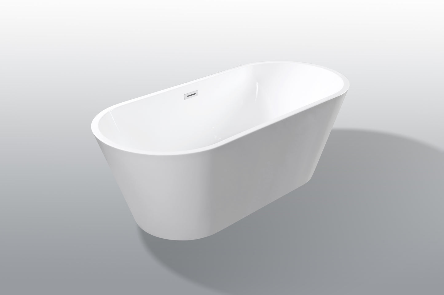 59" Acrylic Freestanding Bathtub-Acrylic Soaking Tubs, White Bathtub, Oval Shape Black Freestanding Bathtub With Chrome Overflow and Pop Up Drain