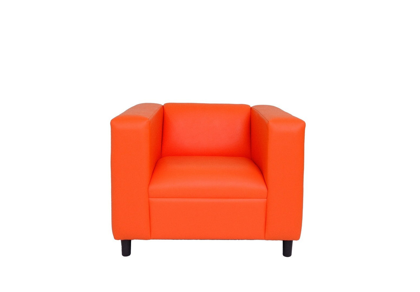 Orange Faux Leather Sofa Chair, Modern Sofa Chair for Living Room, Bedroom and Apartment with Solid Wood Frame