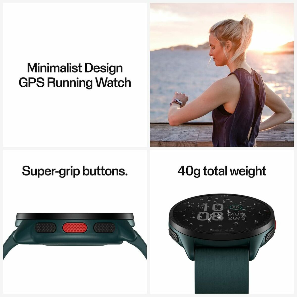 Raee Industries Smart Watch with Pedometer Running Polar Pacer 45 mm Green