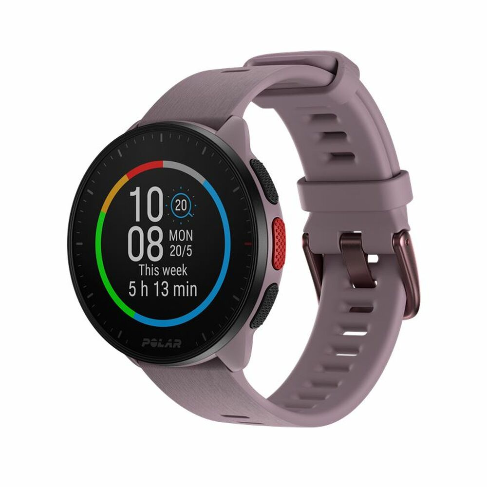 Smartwatch with a purple band on a white background
