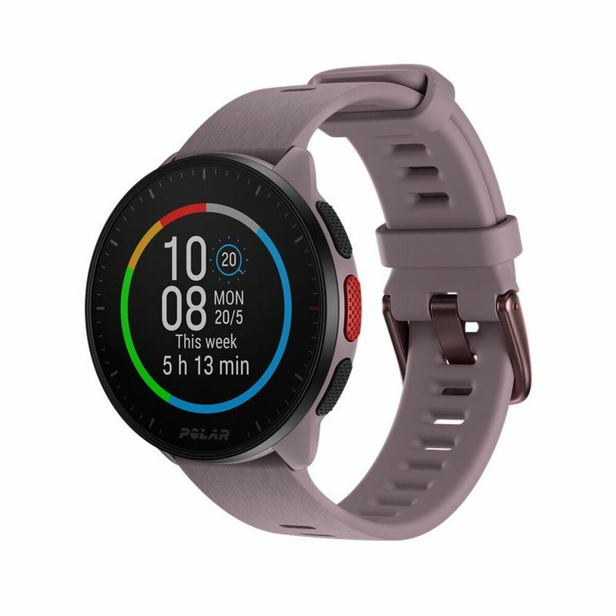 Smartwatch with a purple band on a white background