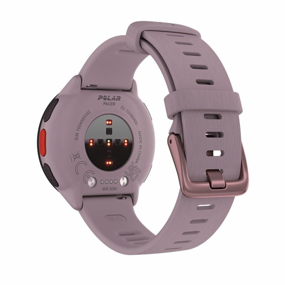Purple fitness tracker with a clear background