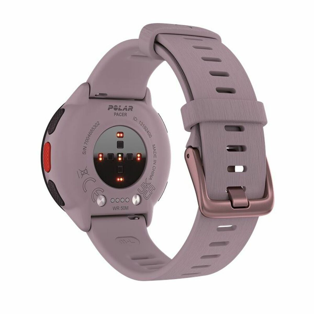 Purple fitness tracker with a clear background
