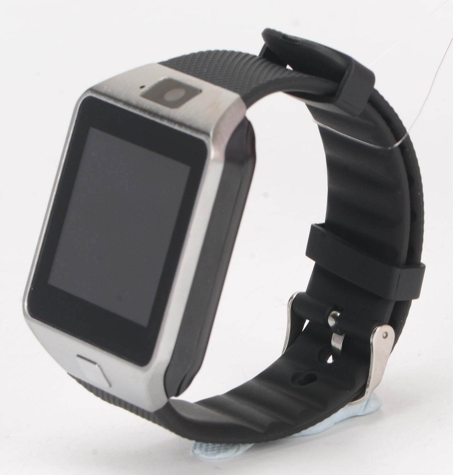 Smartwatch with black band on a white background