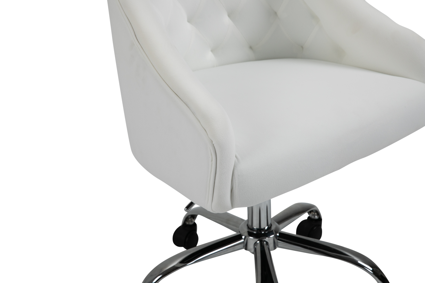 Velvet Office Swivel Chair, Vanity Chair, Fabric Desk Chair, Pretty Fancy Chair, Gold Office Chair for Girls, 360°Swivel Height Adjustable Reception Chair (White)