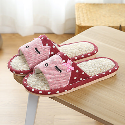 Children's Cartoon Linen Slippers Women's Summer Indoor Non-slip. Raee-Industries