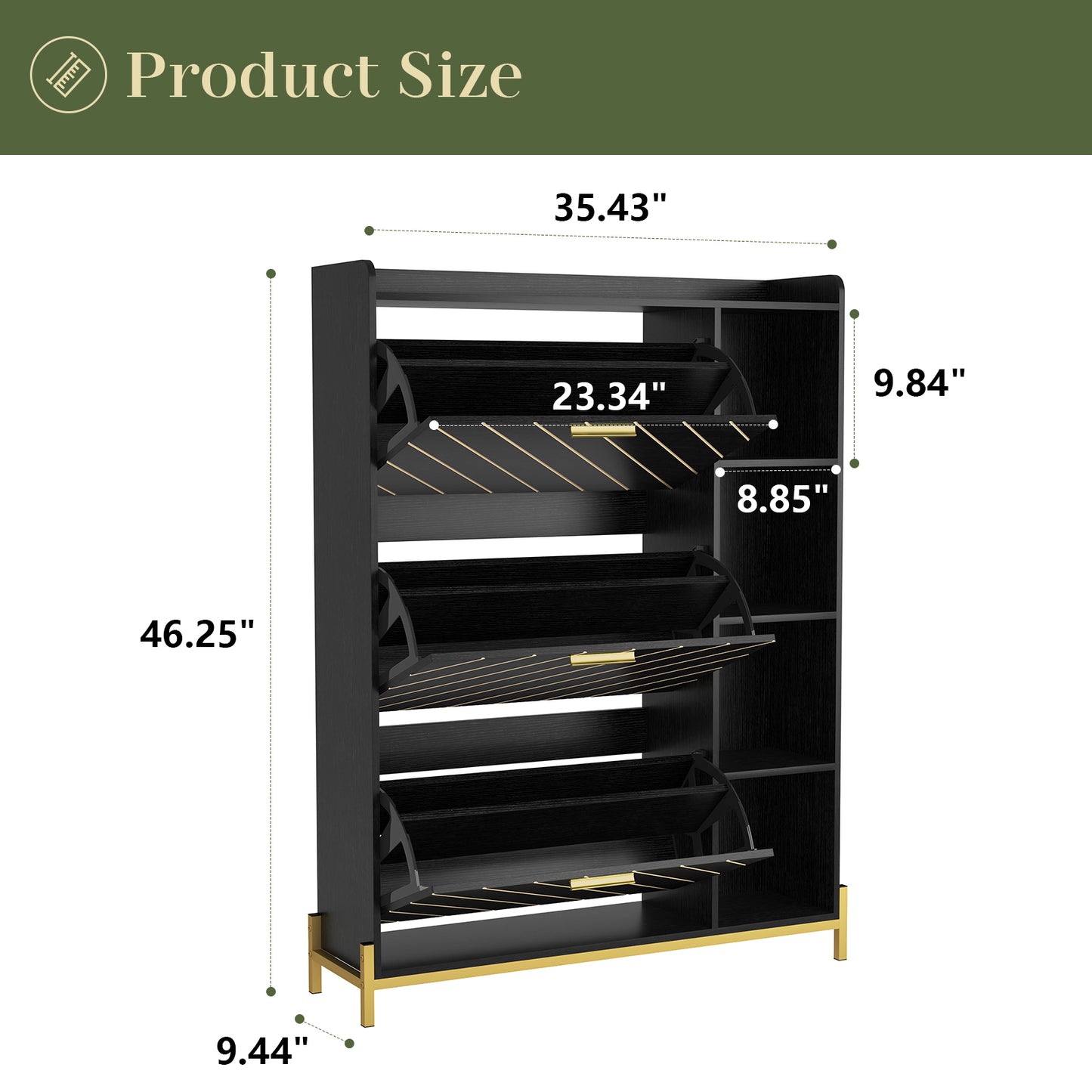 Shoe Cabinet with 3 Flip Drawers & Open Shelves, Modern Entryway Shoe Storage Cabinet Slim, Narrow Hidden Shoe Rack for Heels, Boots, Slippers, Wood Freestanding Shoe Organizer for Entrance