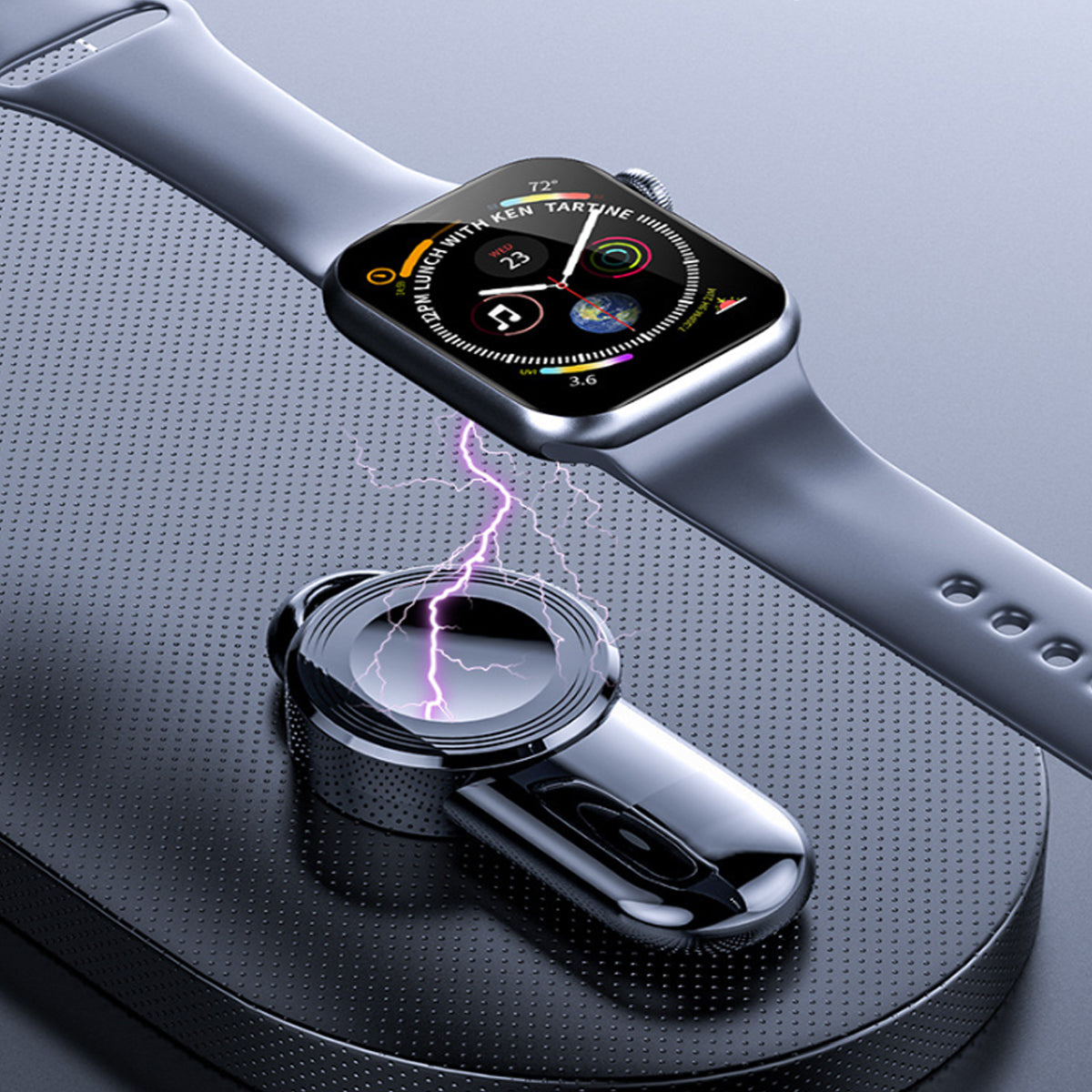 Smartwatch with a protective case on a gray background