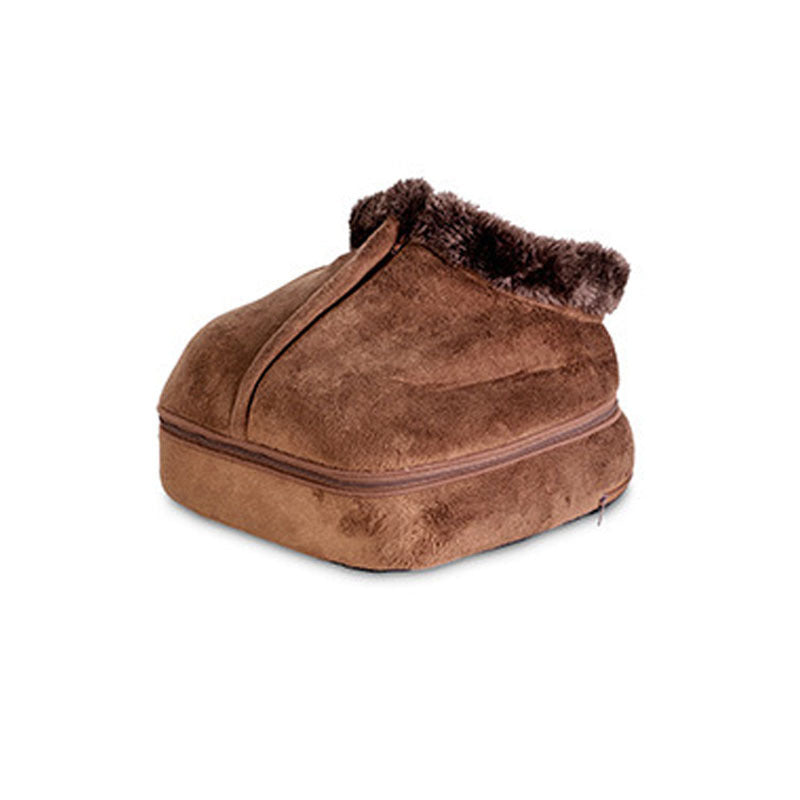Brown slipper with fur trim on a white background