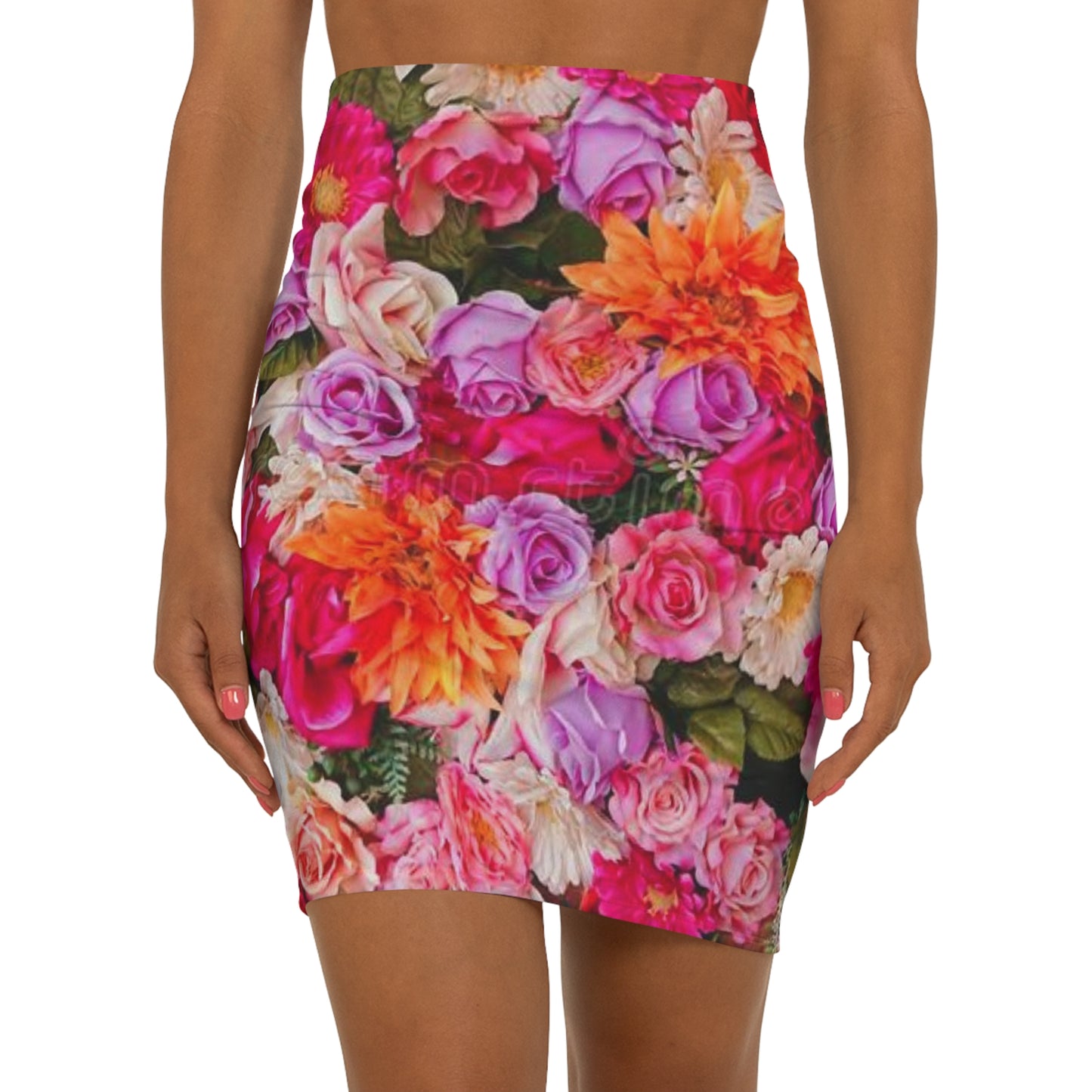 Floral, vector pattern, and colorful mini skirts of all sizes.