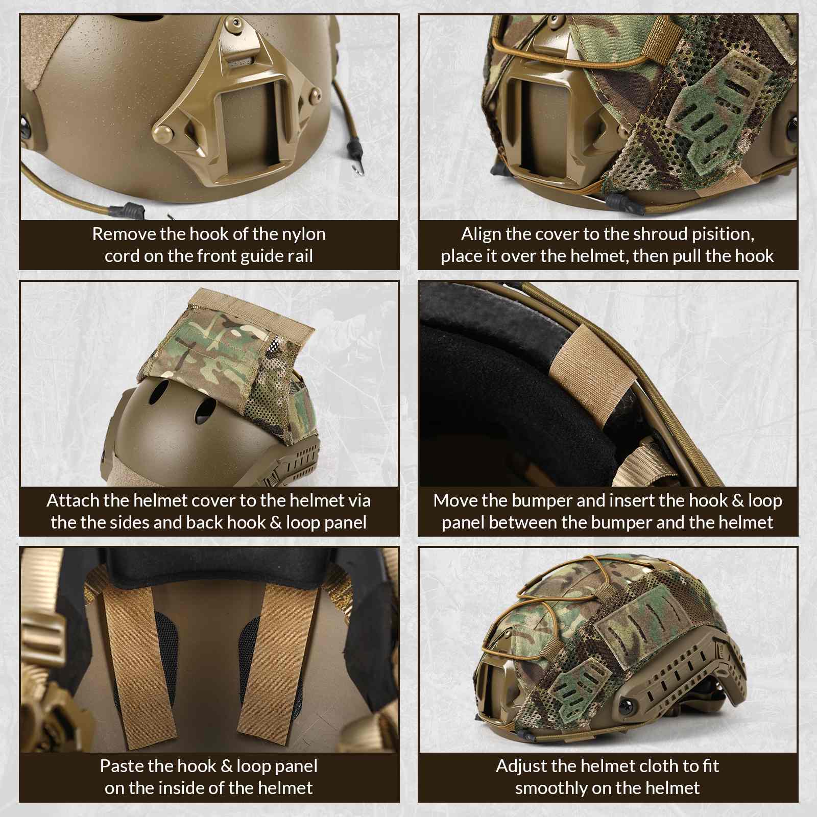 Votagoo Helmet Cover Combo, Tactical Helmet Cover for Fast Helmet-3