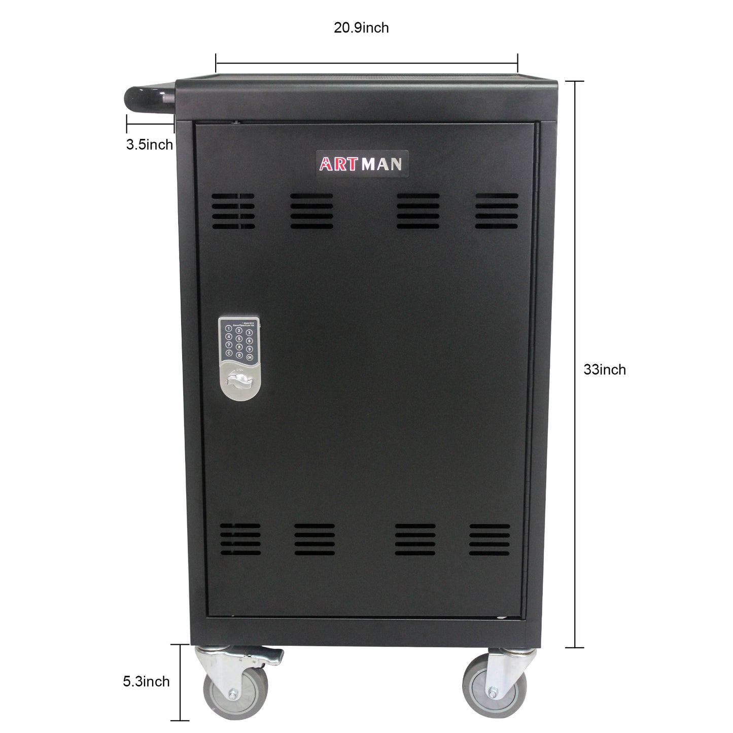 Mobile Charging Cart and Cabinet for Tablets Laptops 30-Device With Combination Lock--Black