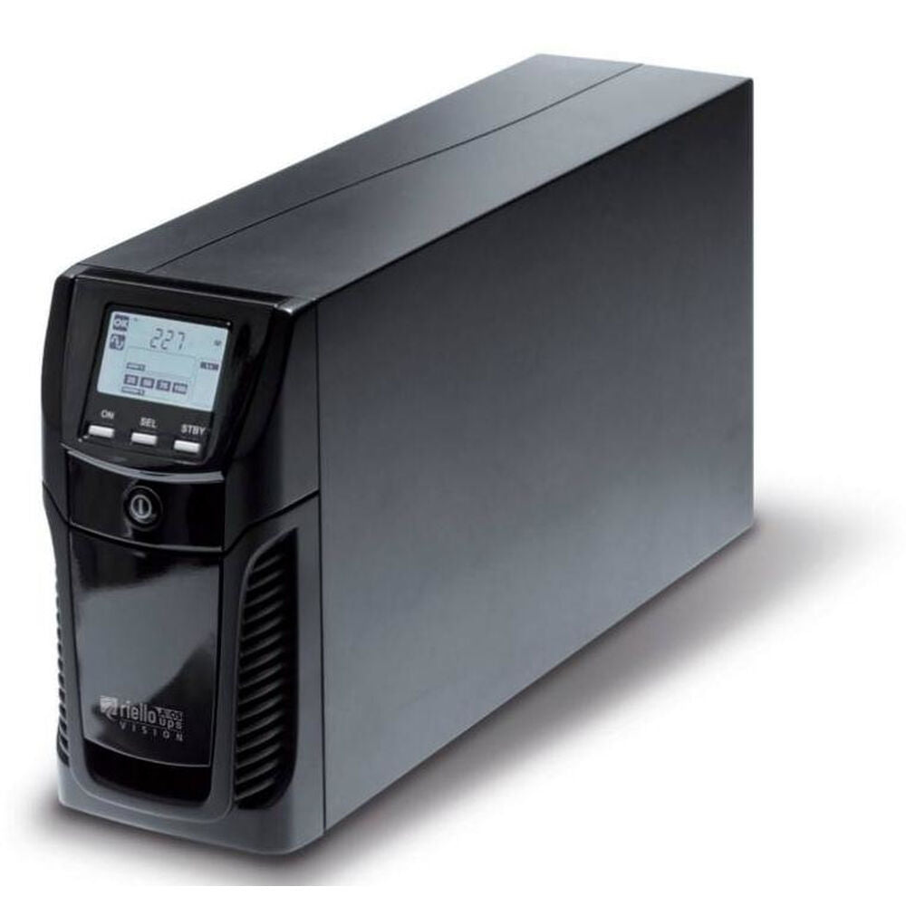 Black uninterruptible power supply (UPS) device on a white background