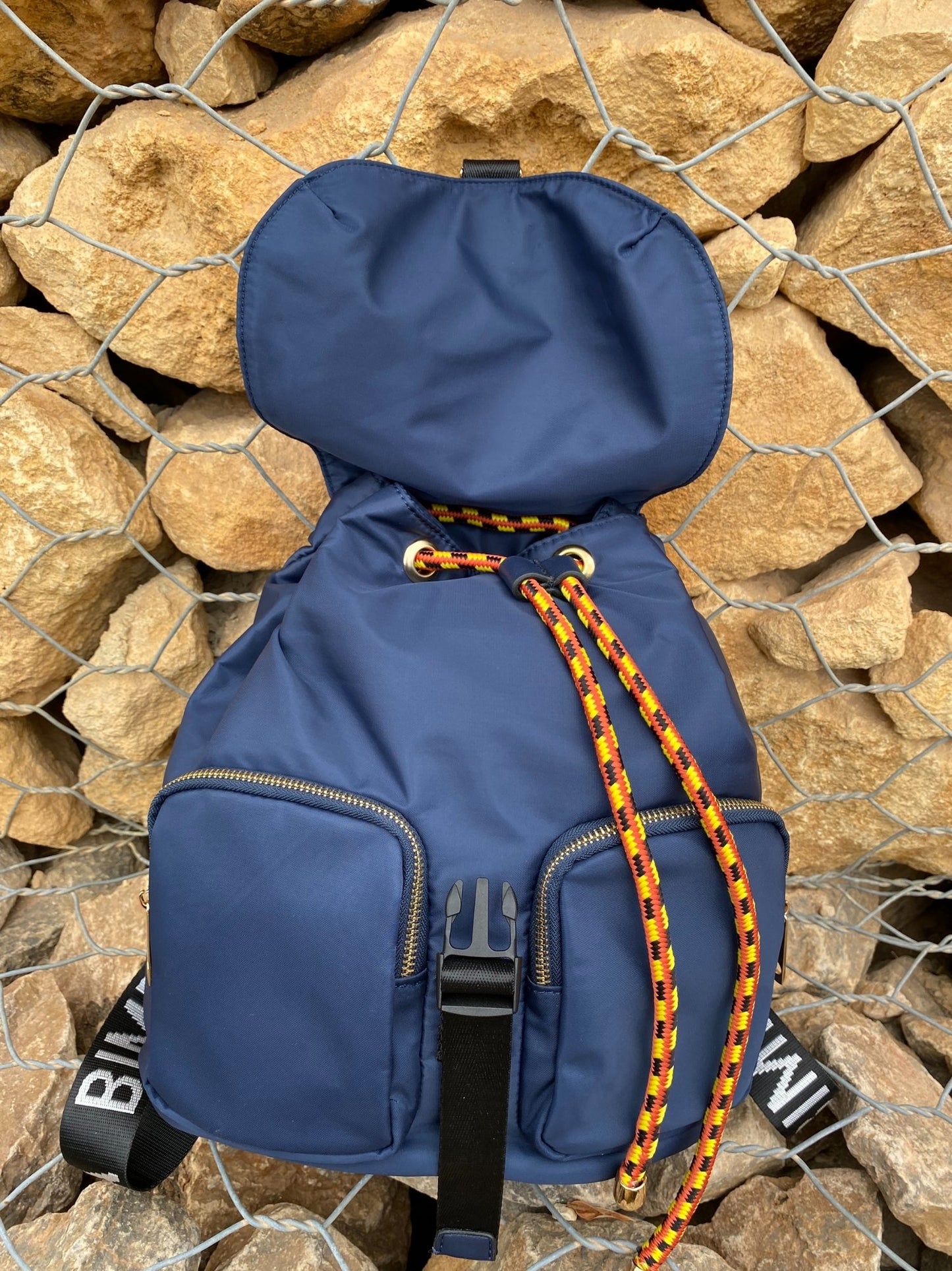 Belted Blue Backpack