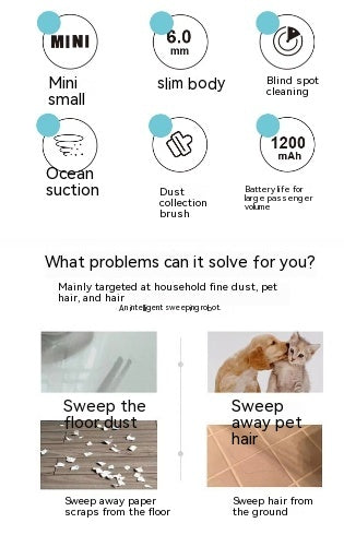 Product features and uses with icons and text on a white background