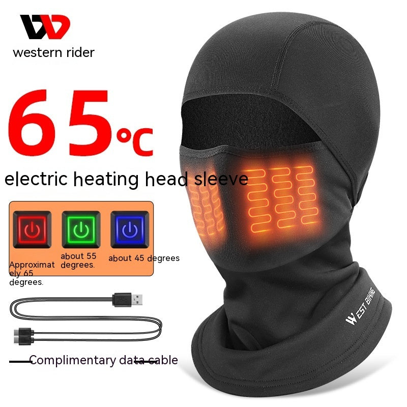 Cycling Heating Hood Winter Warm Face Mask Ski Fleece Hood Electric Heating Hood Cycling Fixture