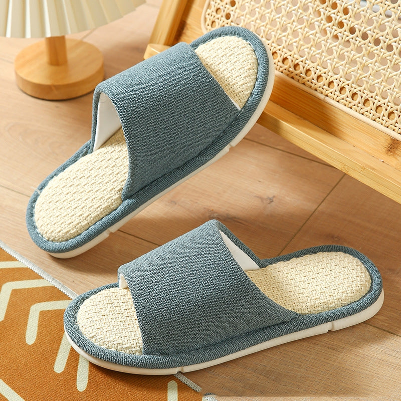 Sweat-absorbent Non-slip Breathable Thick-soled Cartoon Cute Little Dinosaur Linen Slippers. Raee-Industries