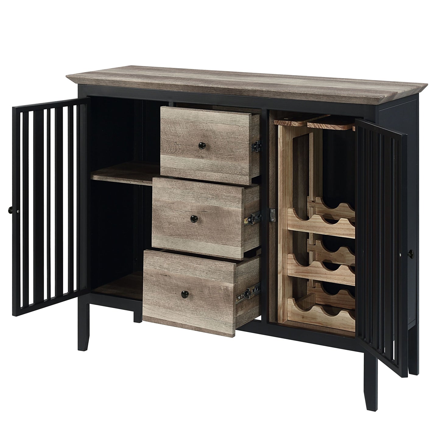 ACME Zudora Server, Antique Oak & Black Finish DN01759