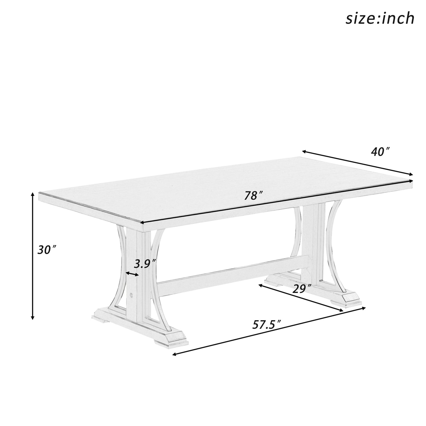 TREXM Retro Style Dining Table 78"Wood Rectangular Table, Seats up to 8 (Espresso)