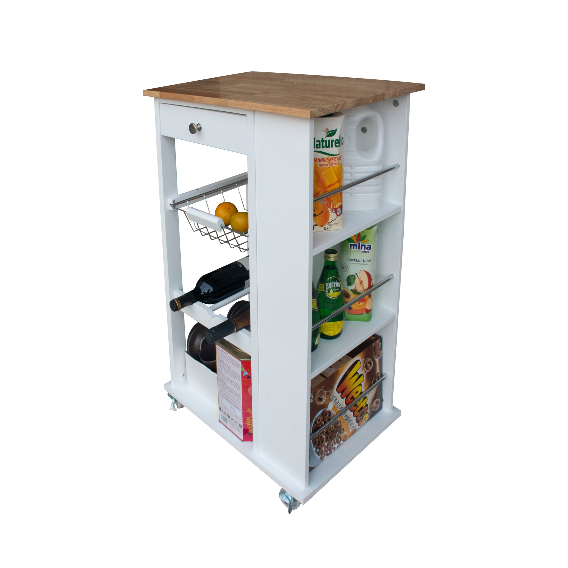 Portable kitchen island with storage. Raee Industries