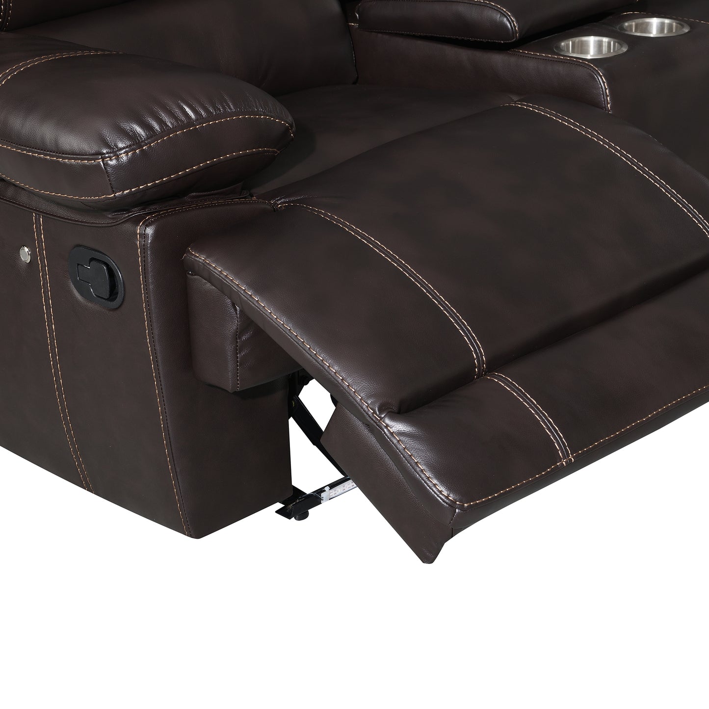 3 Pieces Recliner Chair Sofa Manual Reclining Home Seating Seats  Movie Theater Chairs with Reversible backrest, Cup Holders, Storage Box, Brown