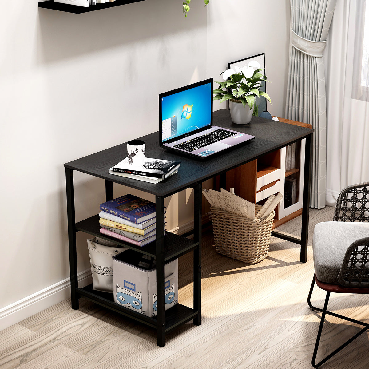 Computer Desk, 47.24 inch Home Office Desk, Modern Simple Style PC Table for Home, Office, Study, Writing,  Black