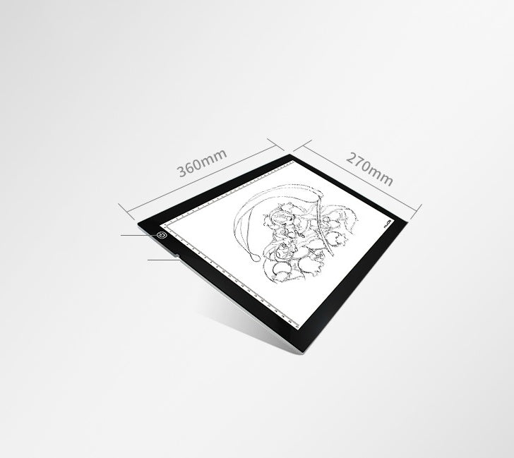 A transparent square pad with a printed design on a white background, showing dimensions.