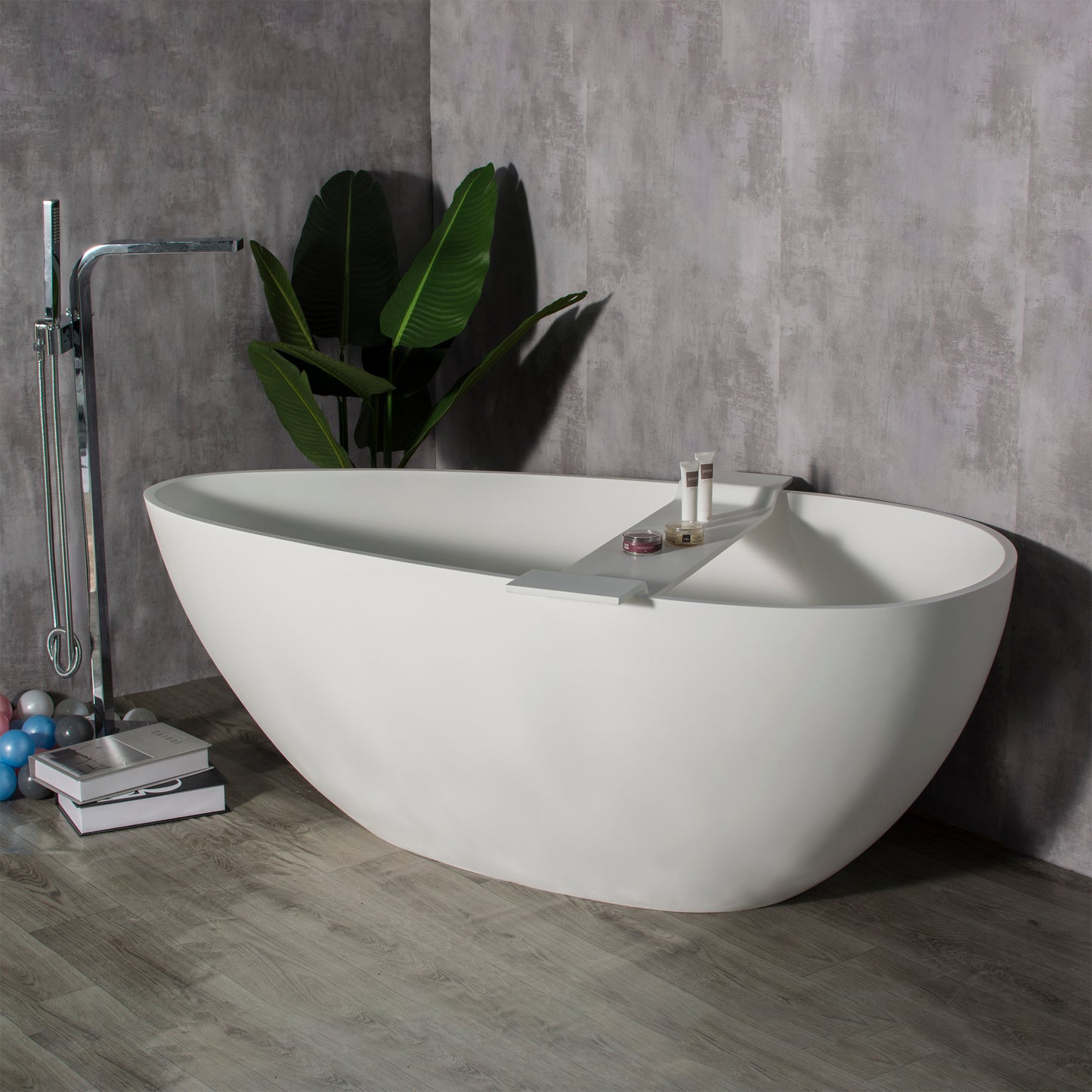 59 inch Solid surface Stone resin freestanding egg shape bathtub for the bathroom