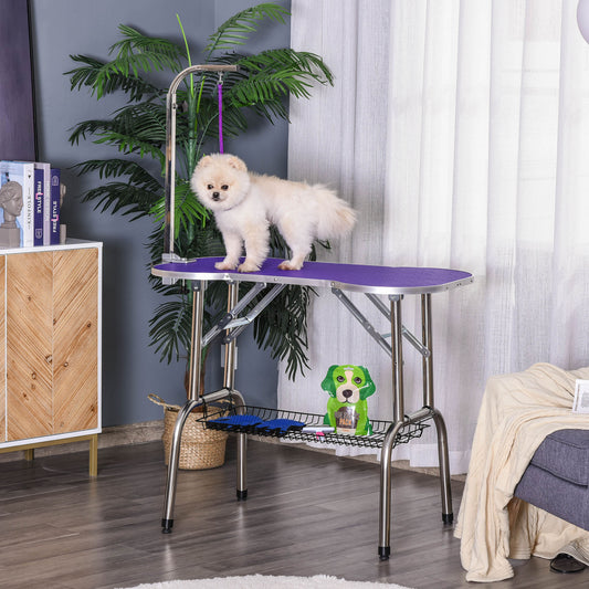 PawHut 37" Foldable Pet Grooming Table Dog Drying Table with