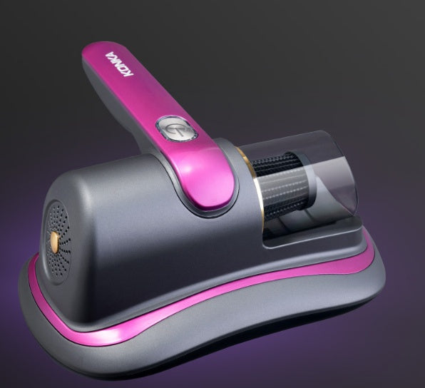 Gray and pink vacuum cleaner head on a dark background