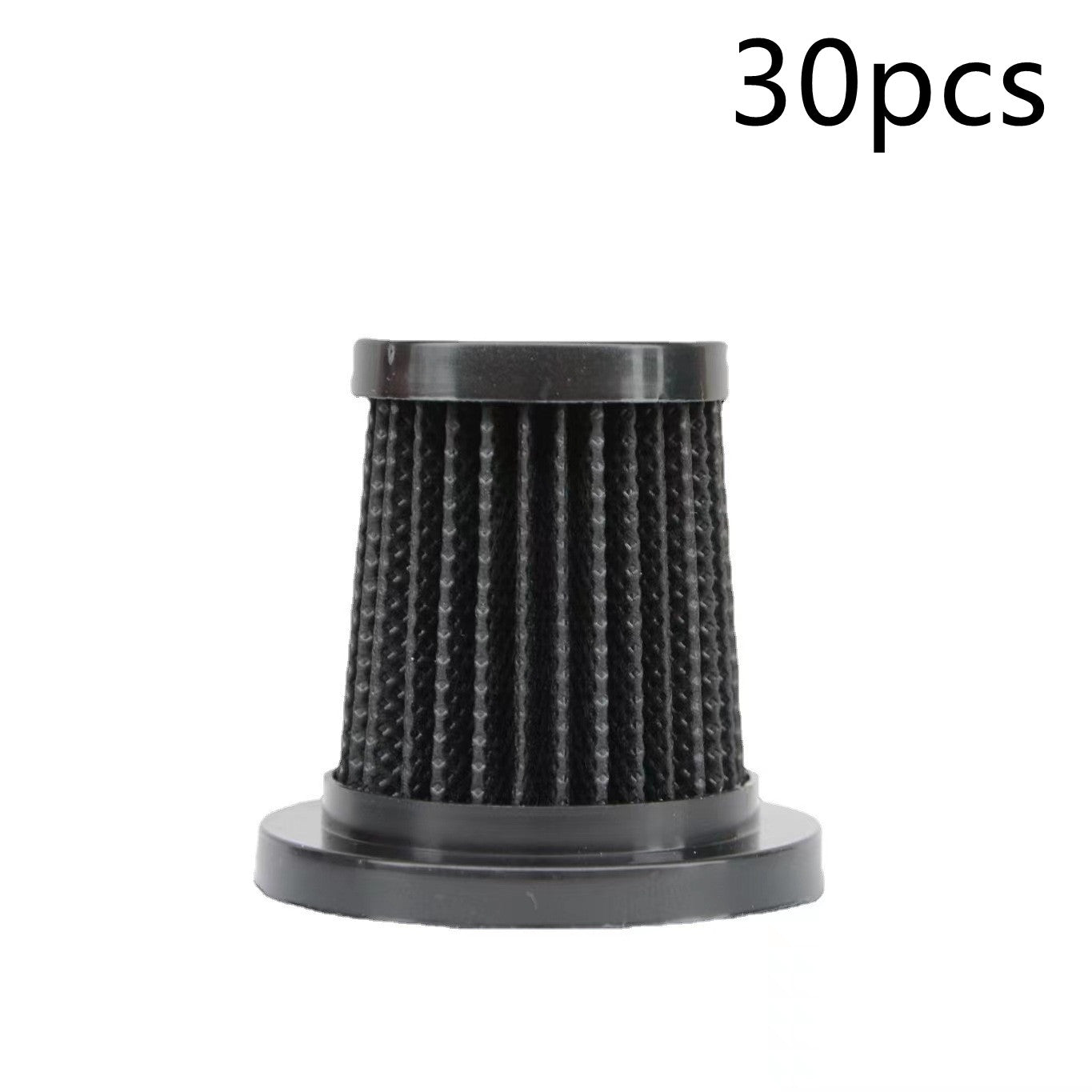 Black air filter with '30pcs' text on a white background