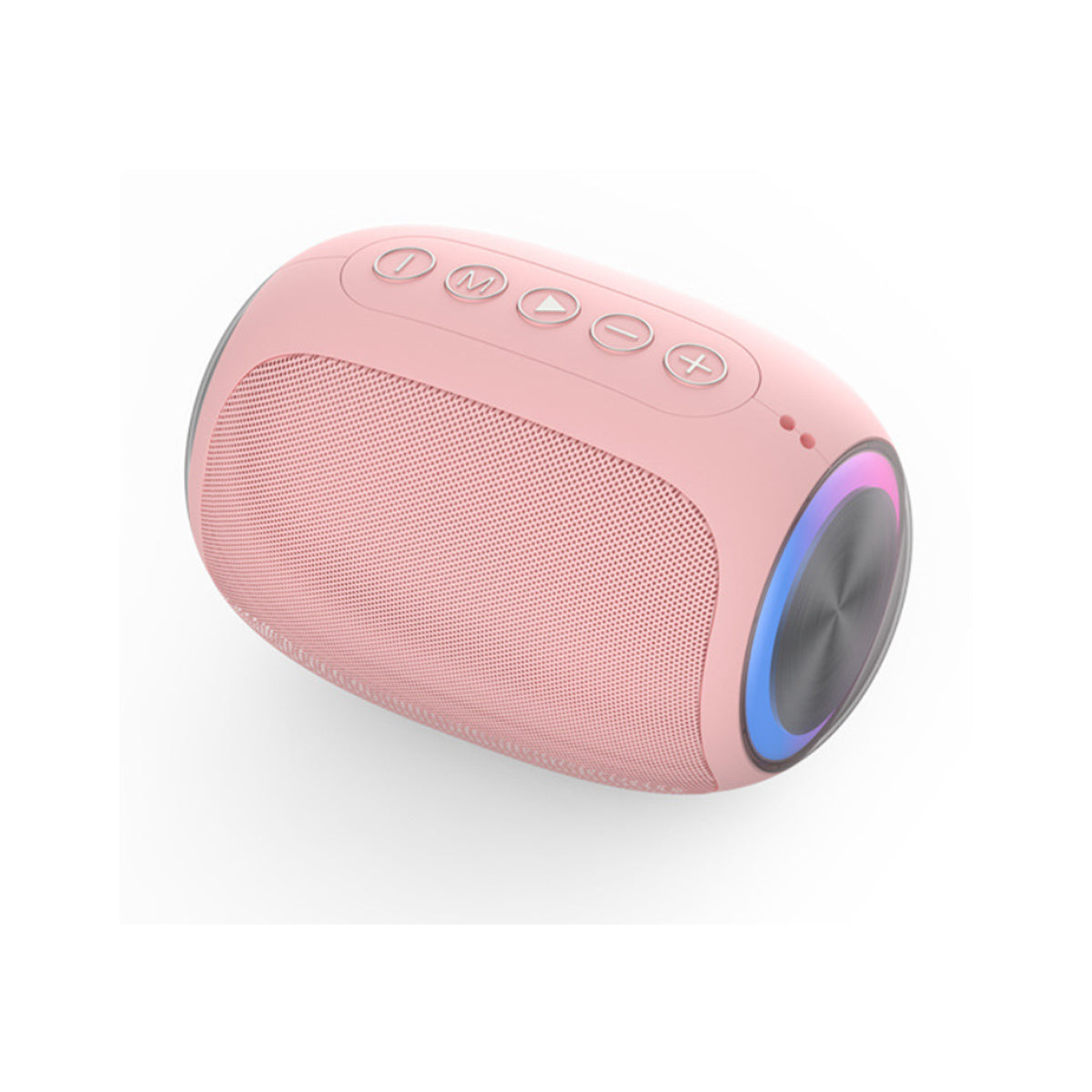 Pink portable speaker with colorful LED lights on a white background. best noise cancelling headphones under $100. Raee Industries 