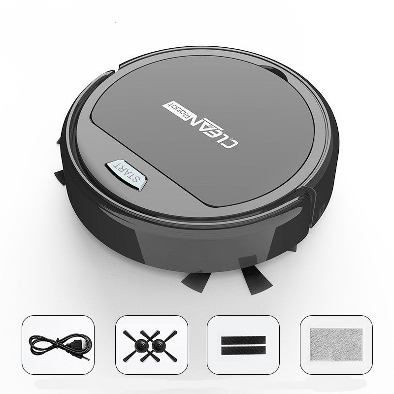 Robotic vacuum cleaner with brand logo on a white background