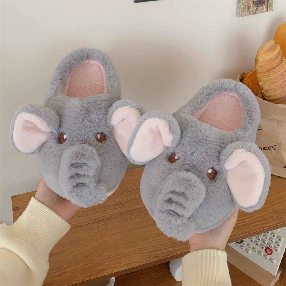 Plush Warm Indoor Cotton Shoes New Creative Three-dimensional Elephant Winter Baotou Cotton Slippers