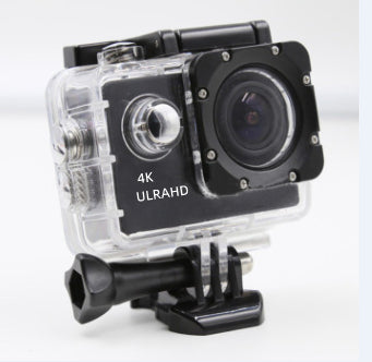 Action camera with 4K ULTRAHD label on a white background