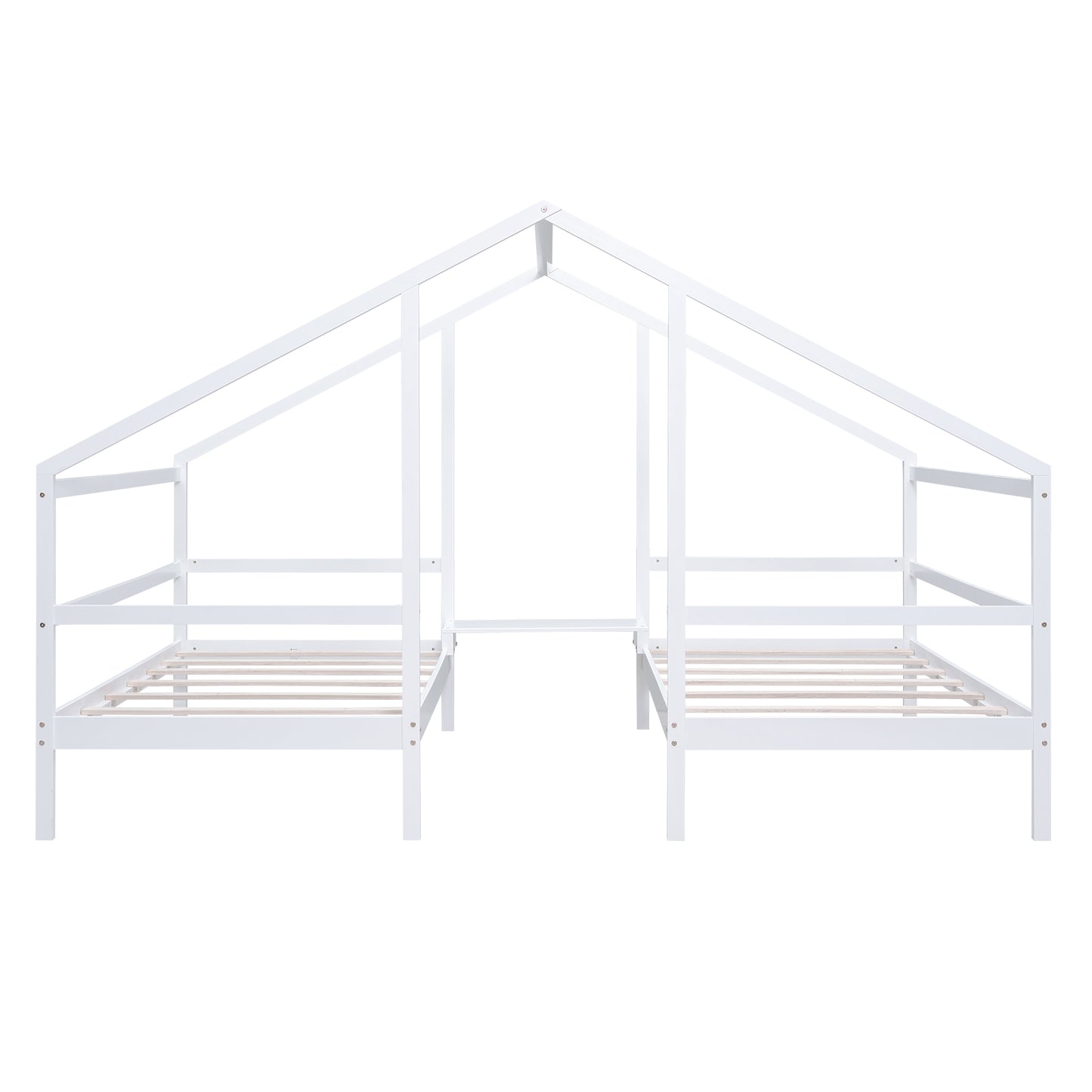 Double Twin Size Triangular House Beds with Built-in Table,White(Old SKU:WF286895AAK)