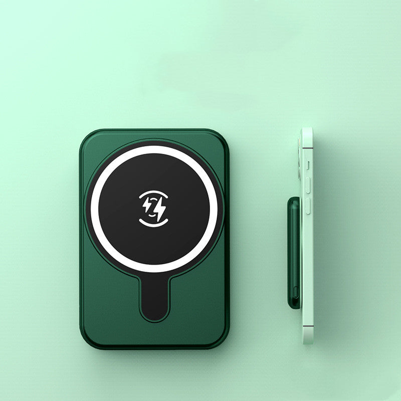 Green phone case with a black circular design on a light green background