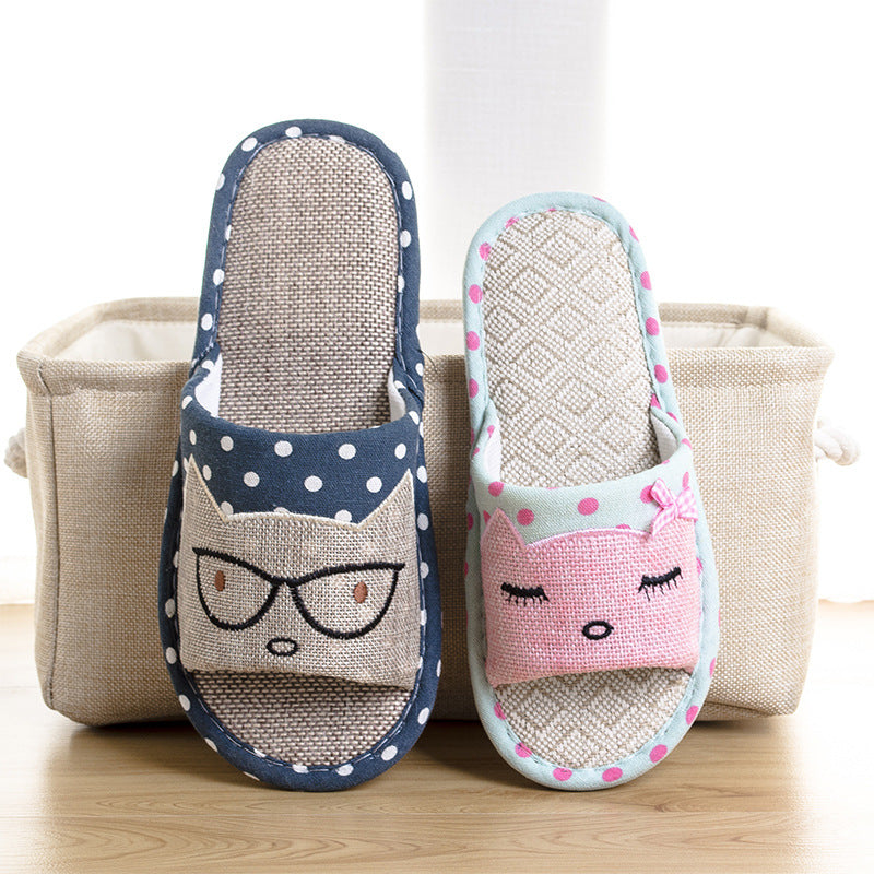 Children's Cartoon Linen Slippers Women's Summer Indoor Non-slip. Raee-Industries