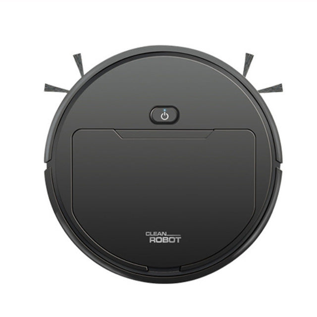 Black robot vacuum cleaner on a white background