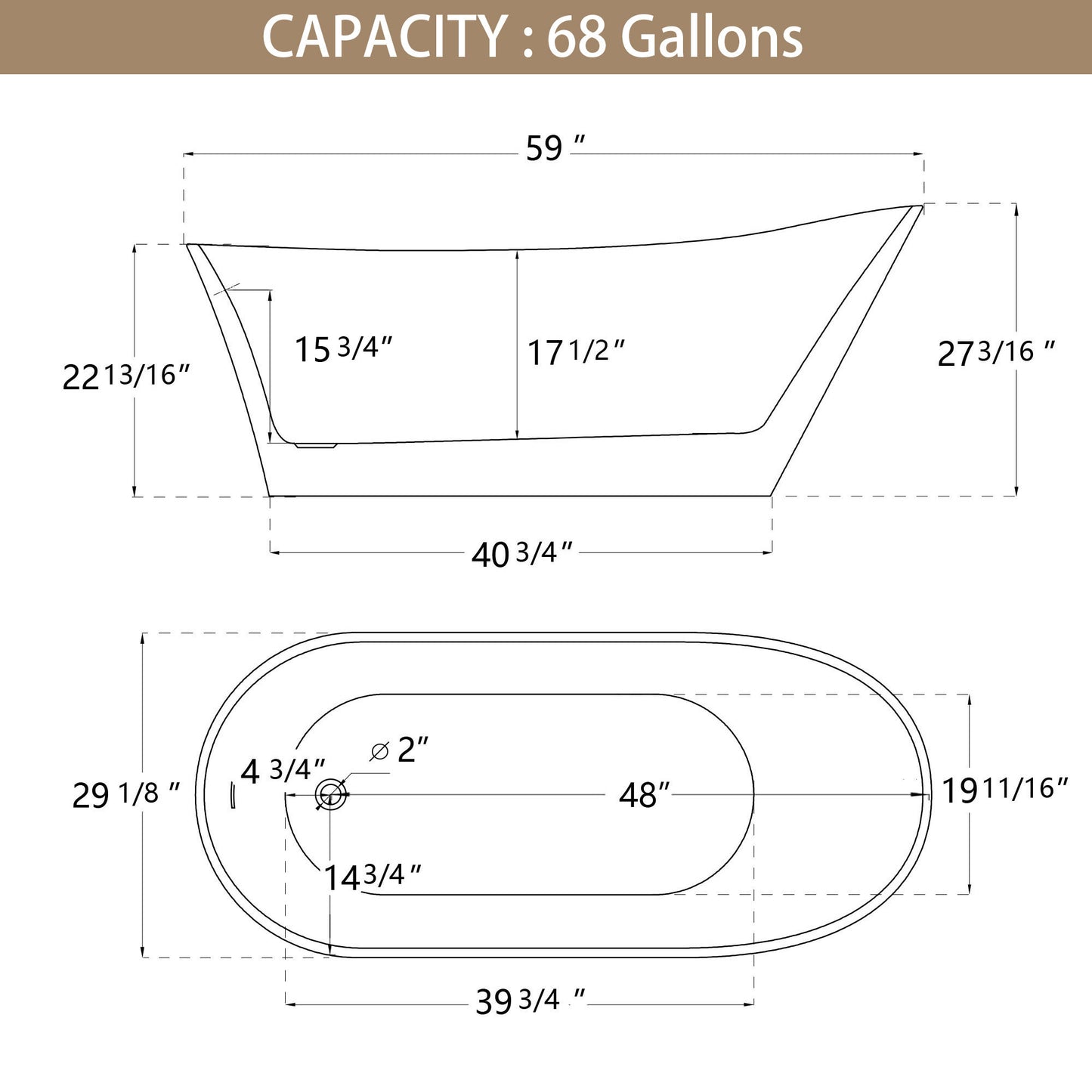 59" Acrylic Free Standing Tub - Classic Oval Shape Soaking Tub, Adjustable Freestanding Bathtub with Integrated Slotted Overflow and Chrome Pop-up Drain Anti-clogging Gloss White